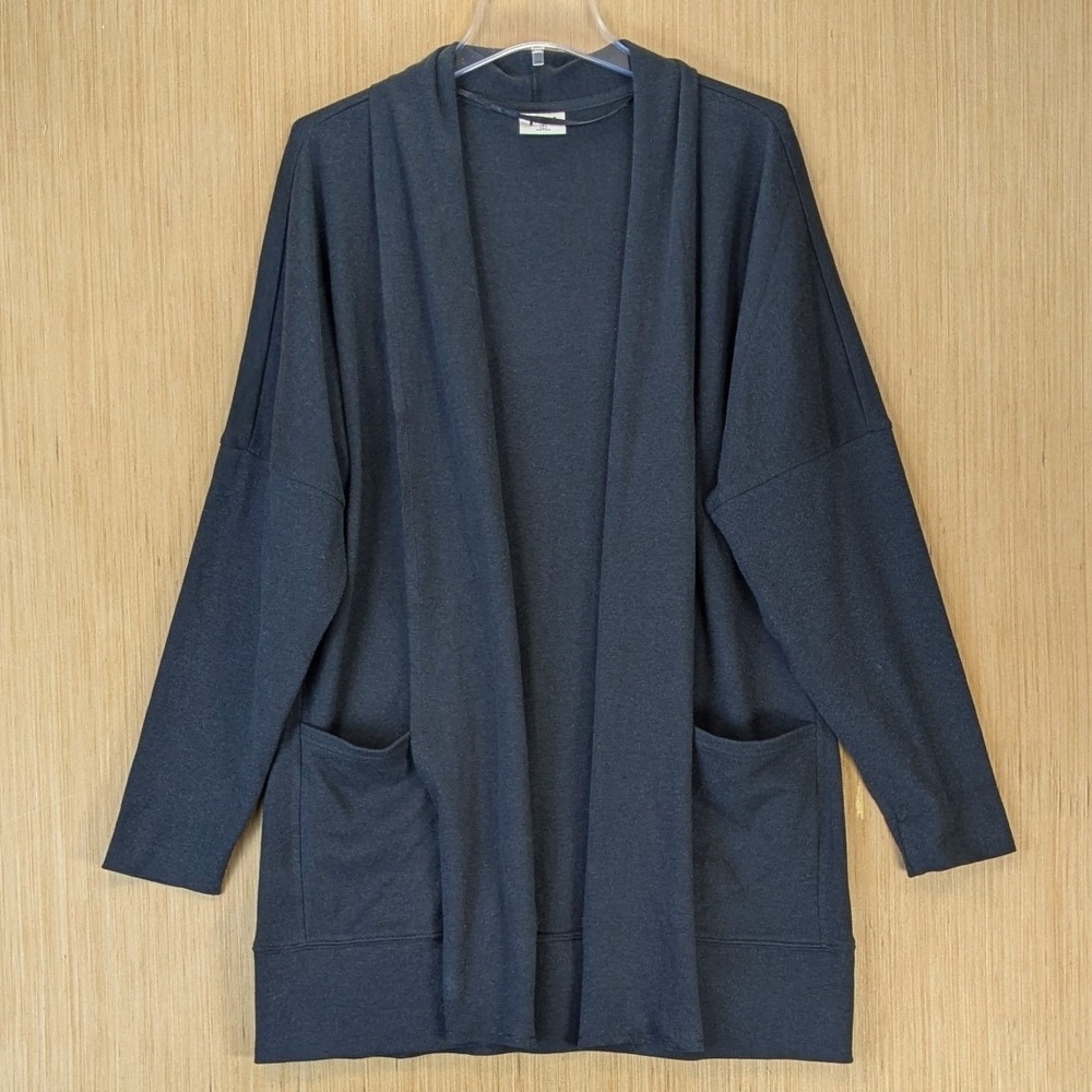 Pact Organic Cotton 90s Minimalism Open Front Cardigan Size M/L Gray Oversized